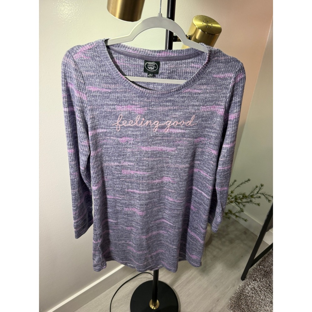 Laura Ashley sleepwear feeling good lounge dress chainstitched LG heather purple